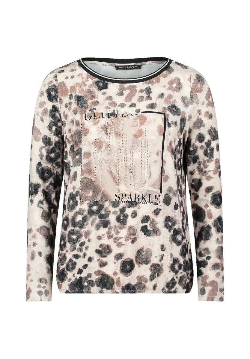 Animal-Print Oberteil mit Strasssteinen