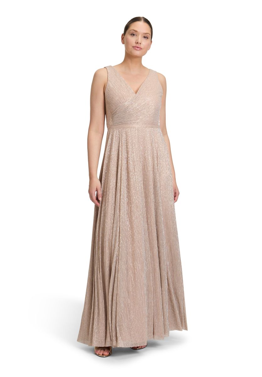 Schimmerndes Abend-Maxikleid mit Plissee