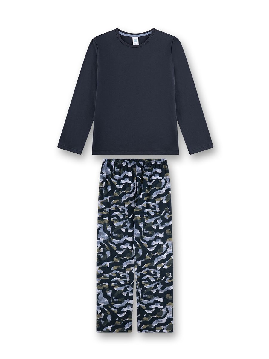 Grafik-Langarm-Schlafanzug mit Camouflage-Muster