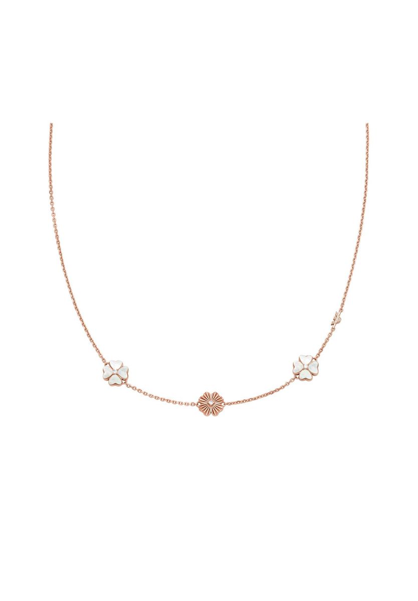 Halskette mit Anhänger aus Roségold und Kleeblatt