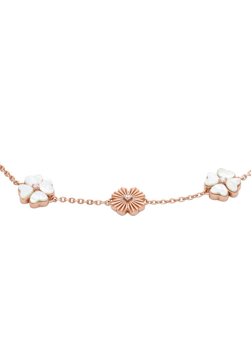 Roségoldfarbenes Armband mit Blumenschmuck