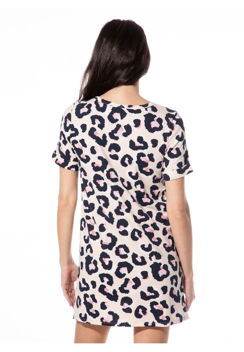 Schlafshirt mit Leopardenmuster und Knöpfen