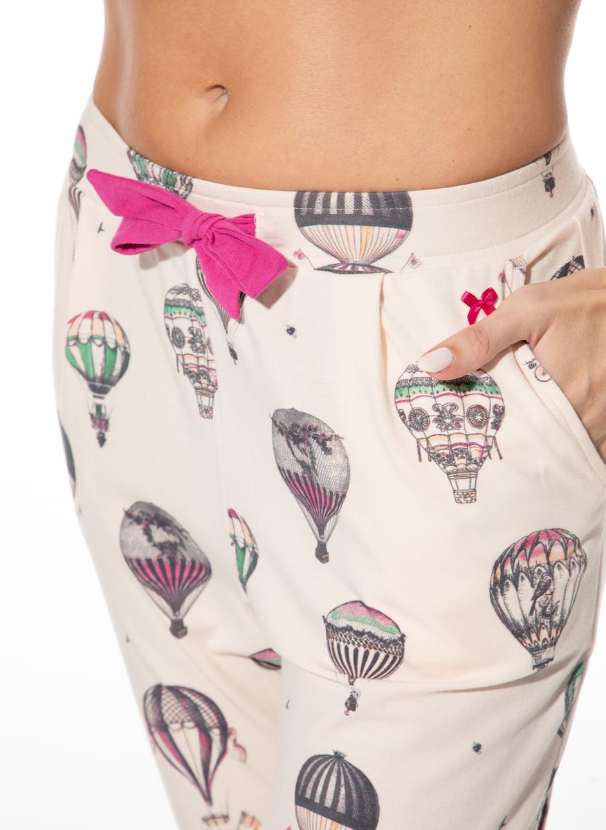 Schlafanzughose mit Heißluftballon-Print