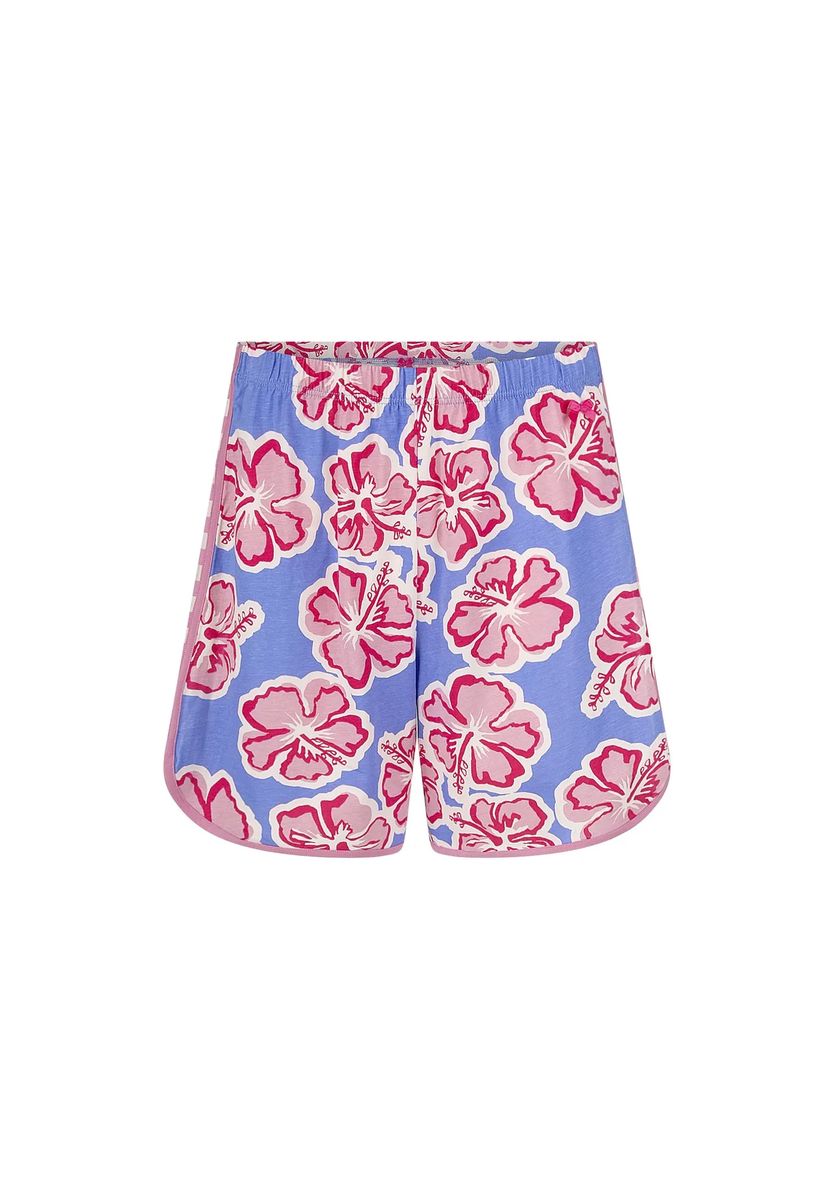 Locker geschnittene Baumwoll-Shorts mit Hibiskusprint