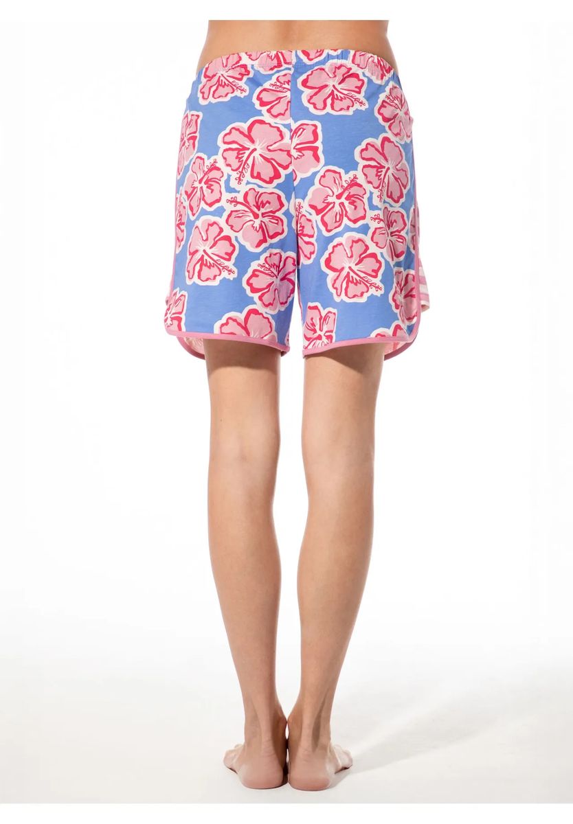 Locker geschnittene Baumwoll-Shorts mit Hibiskusprint