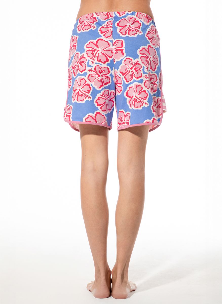 Locker geschnittene Baumwoll-Shorts mit Hibiskusprint