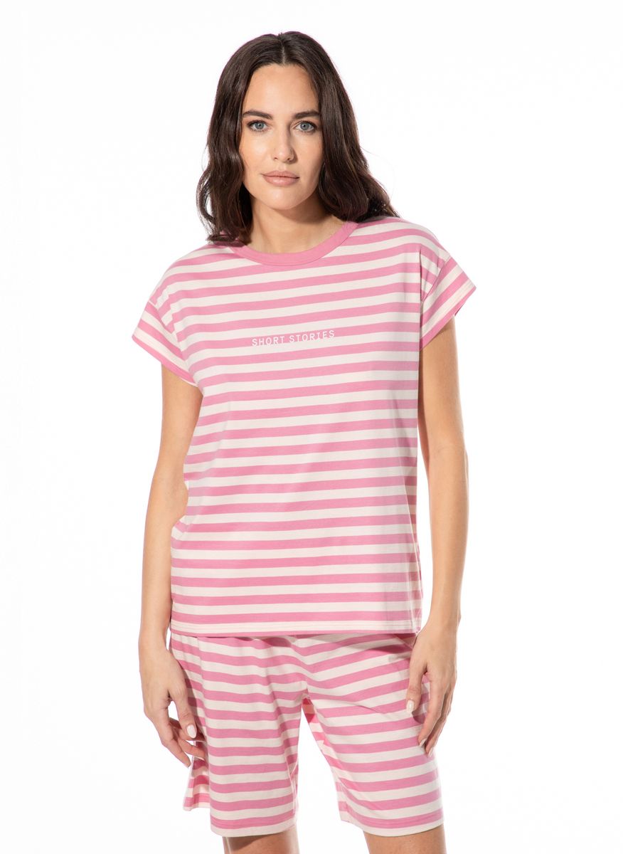 Gestreiftes Schlafshirt aus Baumwolle