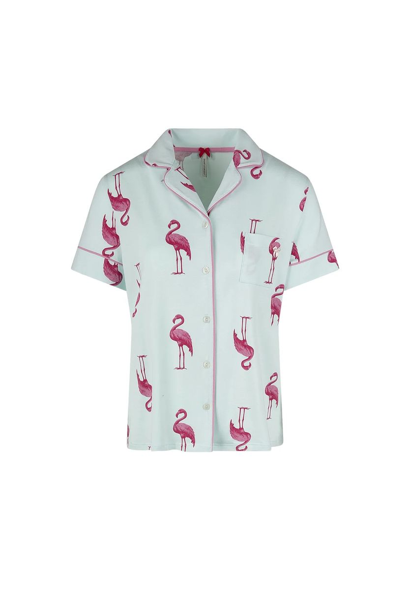 Schlafanzugoberteil mit Flamingo-Print