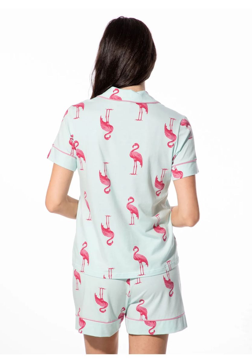 Schlafanzugoberteil mit Flamingo-Print