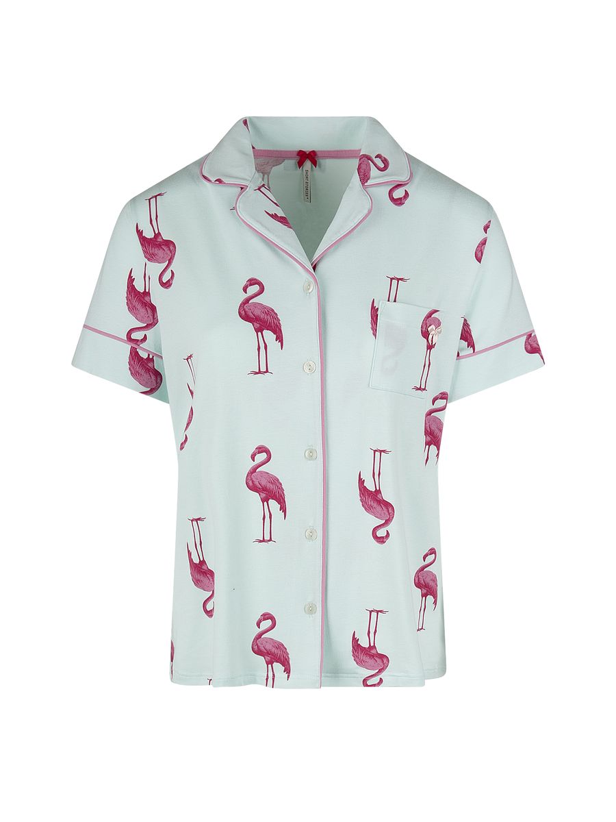 Schlafanzugoberteil mit Flamingo-Print