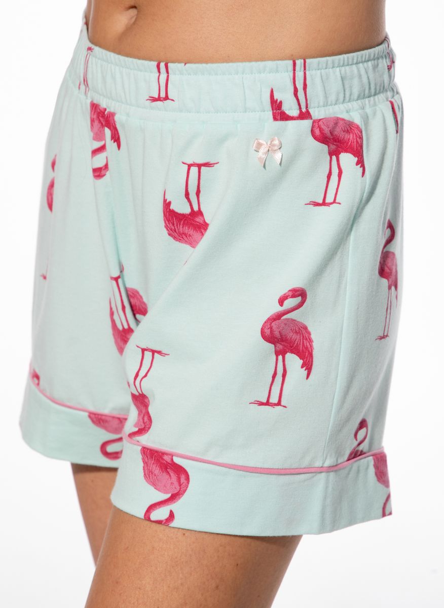 Verspielte Pyjama-Shorts mit Flamingo-Print