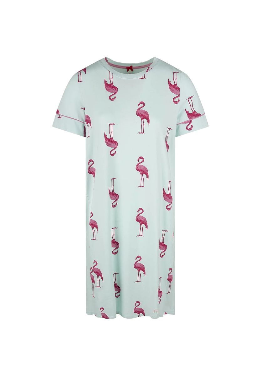 Kurzärmeliges Schlafshirt mit Flamingo-Print