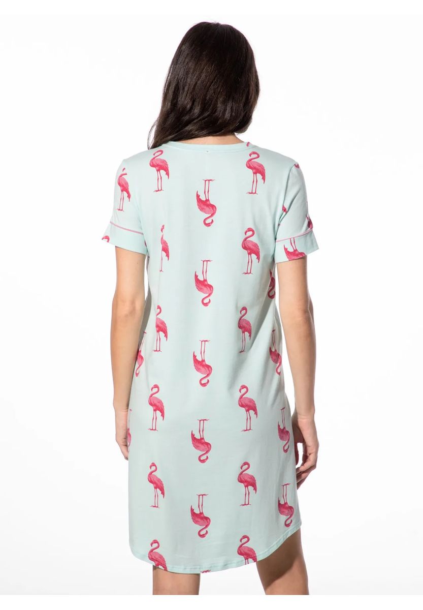 Kurzärmeliges Schlafshirt mit Flamingo-Print