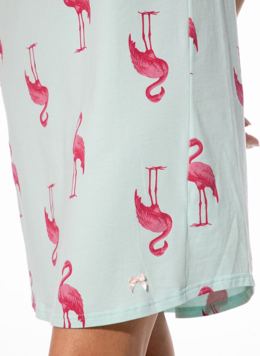 Kurzärmeliges Schlafshirt mit Flamingo-Print