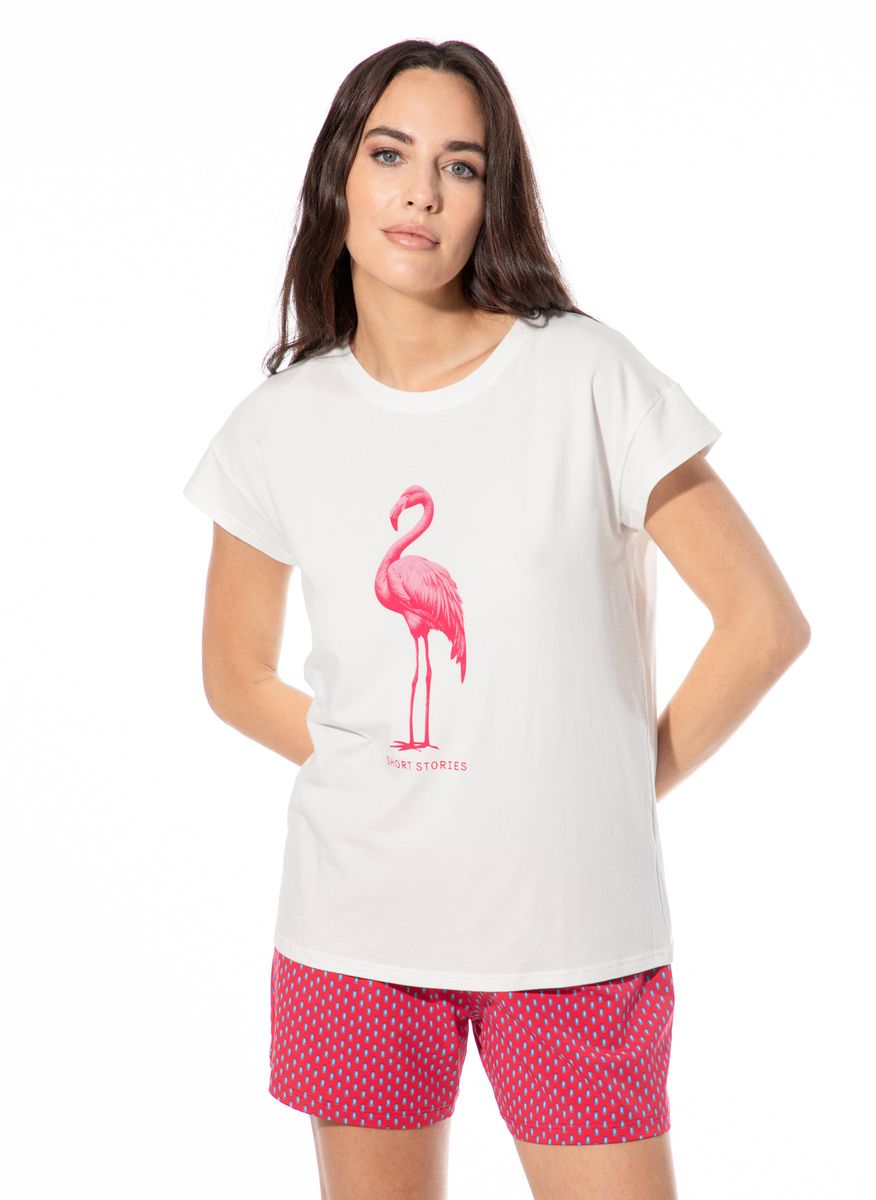Schlafshirt mit Flamingo-Print