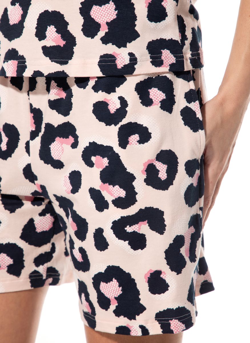 Schlafshorts mit Leopardenmuster