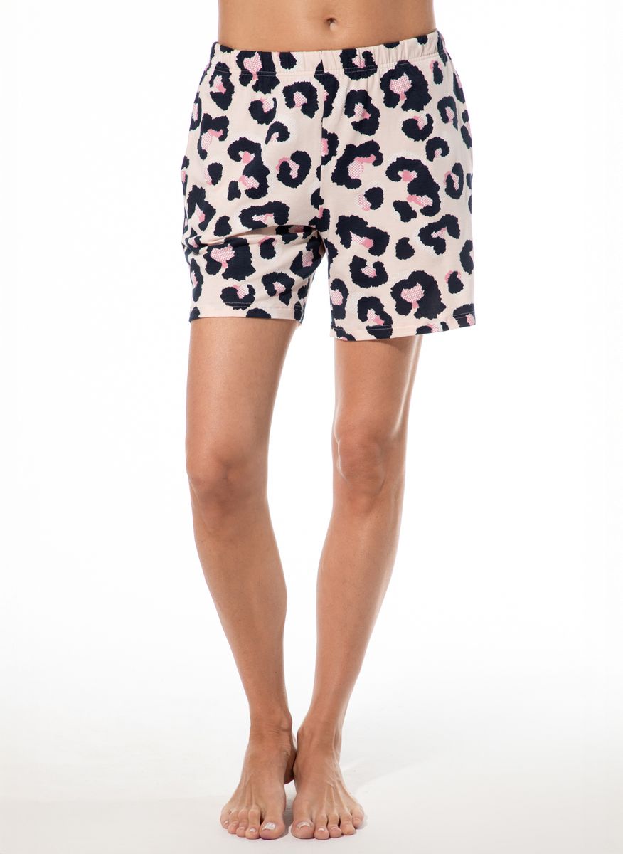 Schlafshorts mit Leopardenmuster