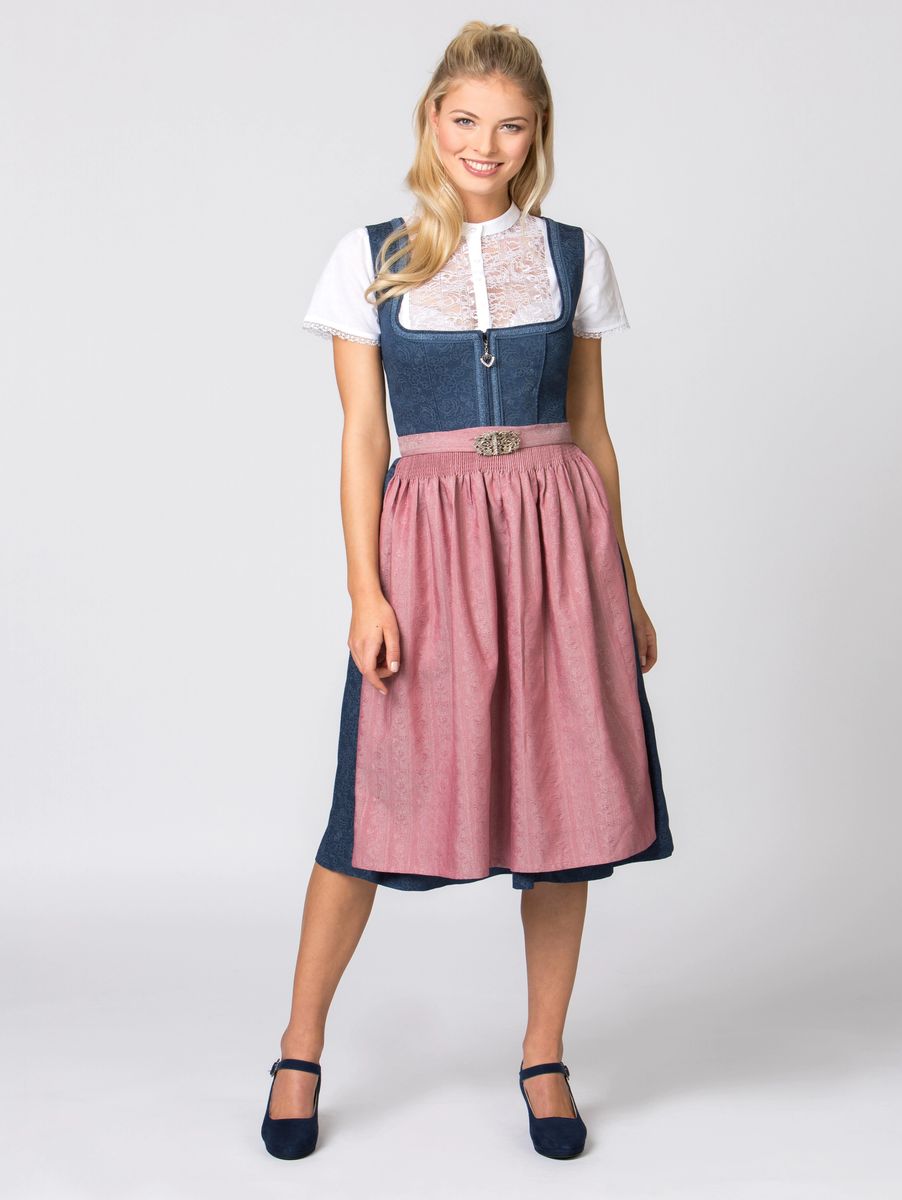 Dirndl-Midikleid mit Blumendruck