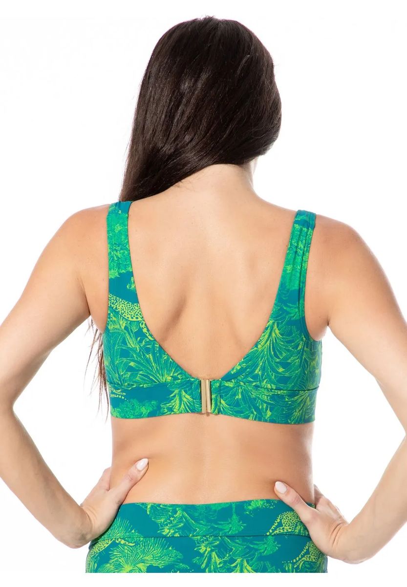 Bustier-Bikini-Oberteil mit Tropen-Gepard-Print