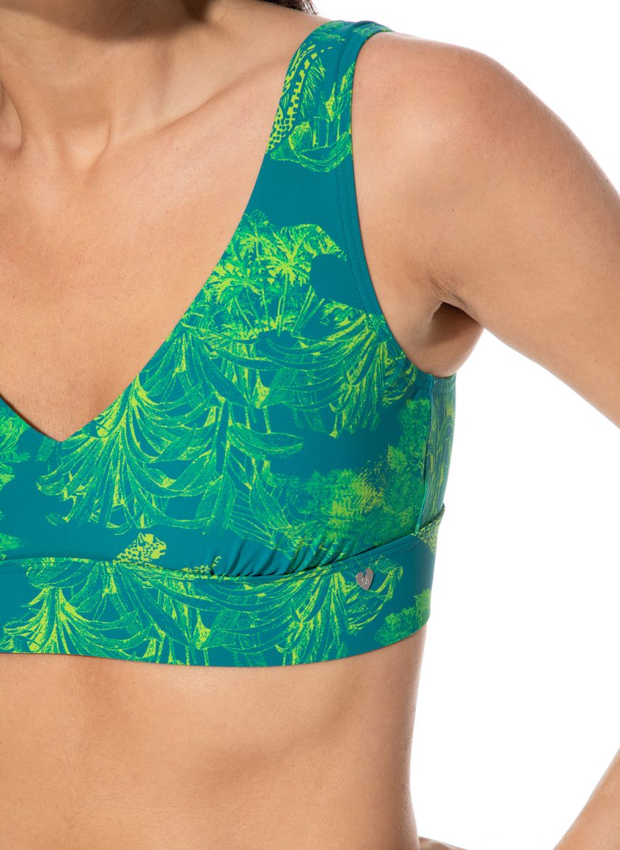 Bustier-Bikini-Oberteil mit Tropen-Gepard-Print