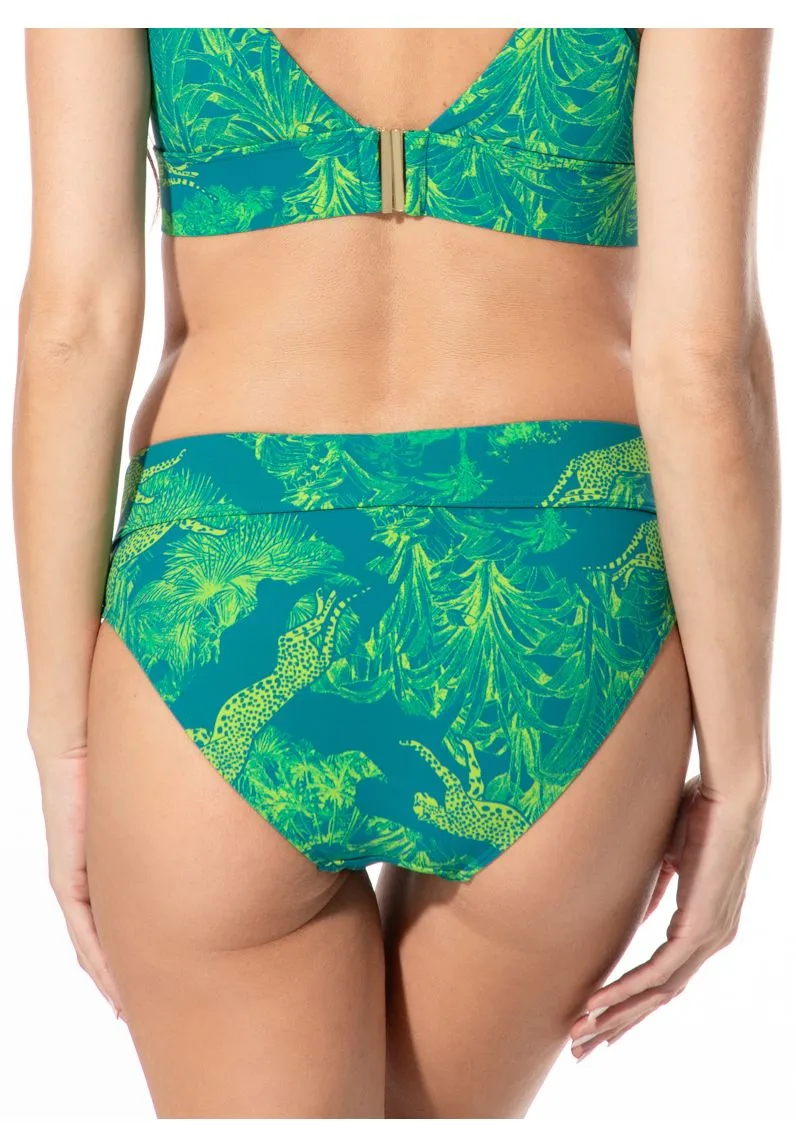High-Waist-Bikinihose mit Dschungel-Print