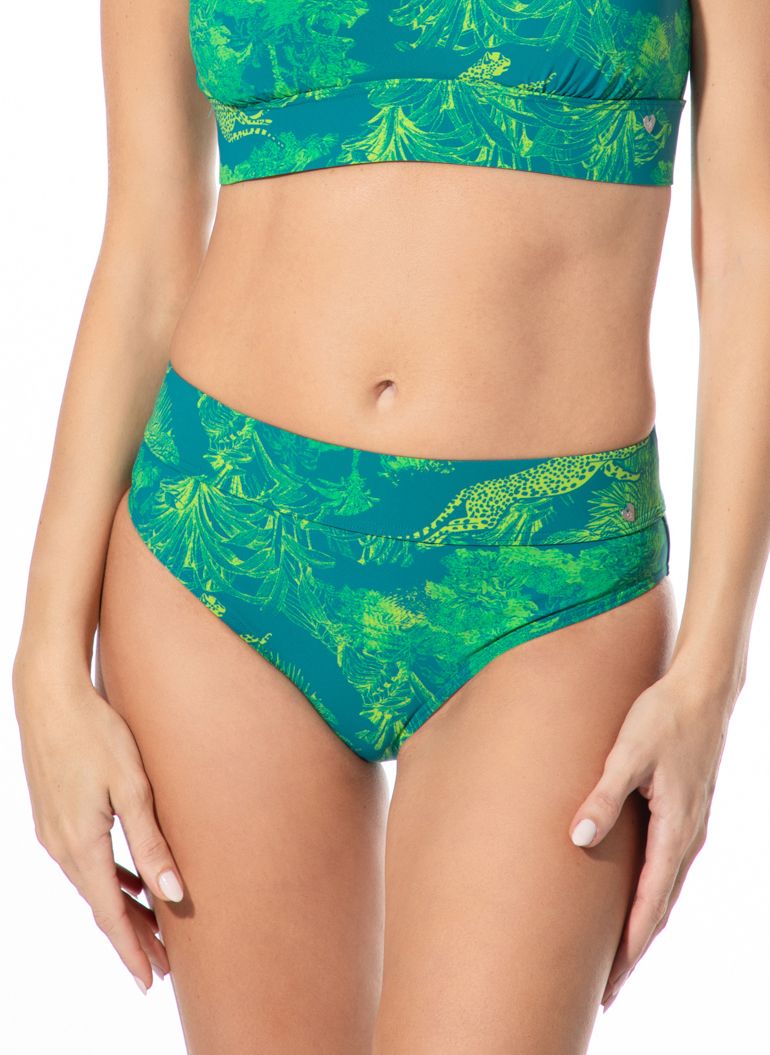 High-Waist-Bikinihose mit Dschungel-Print