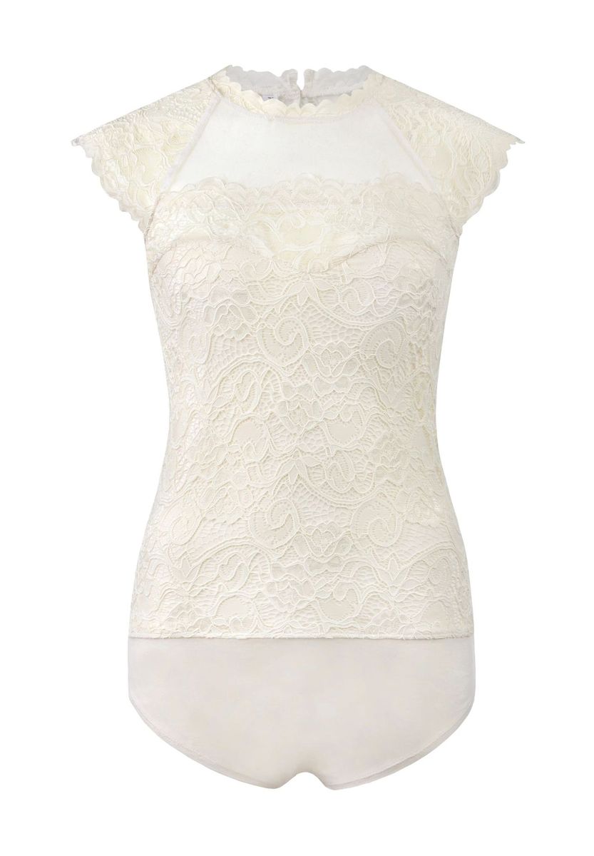 Eleganter Spitzenbody mit Stehkragen