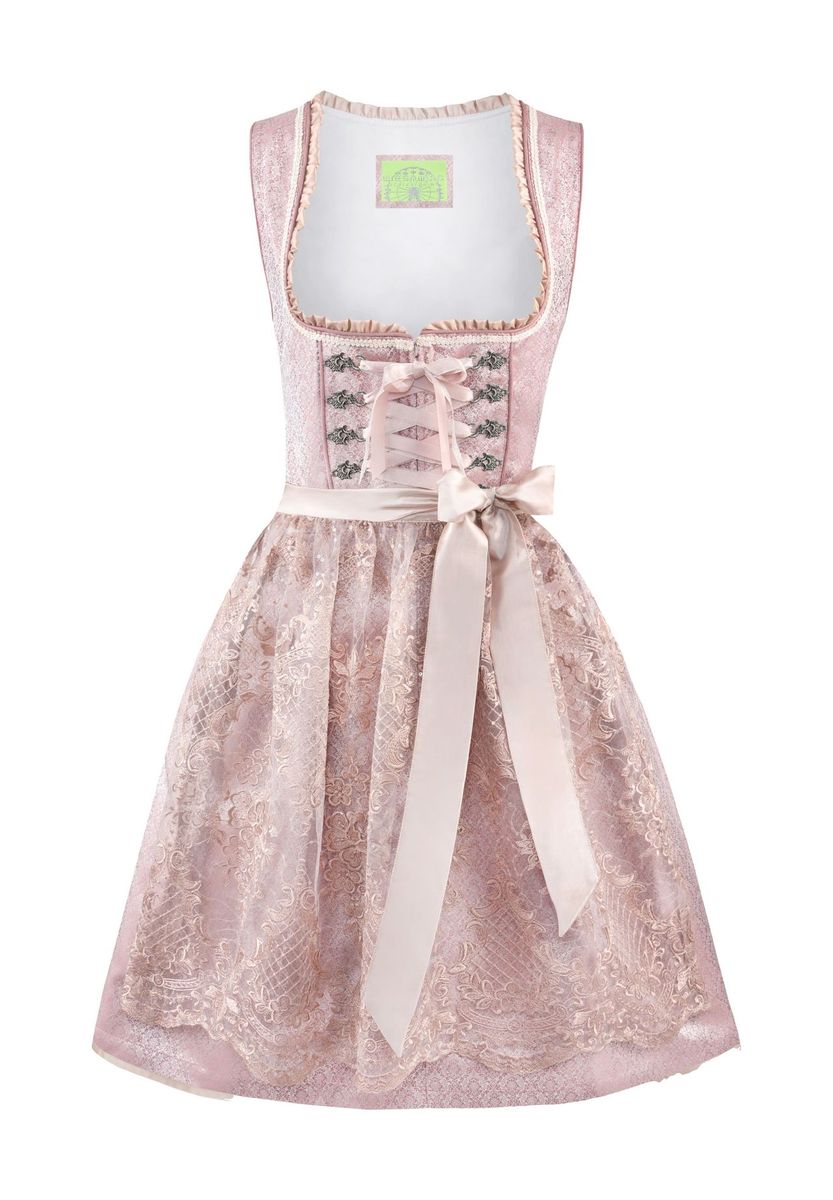 Elegantes rosa Jacquard-Spitzen-Dirndlkleid