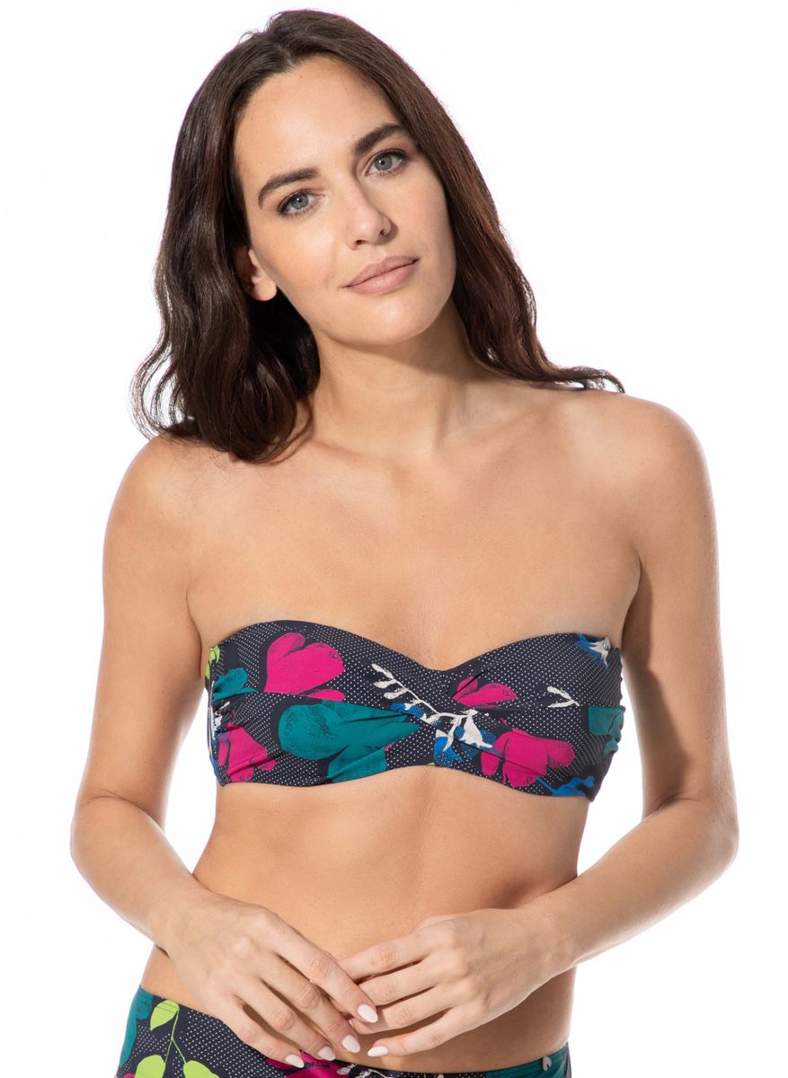 Bandeau-Bikini-Oberteil mit floralem Muster