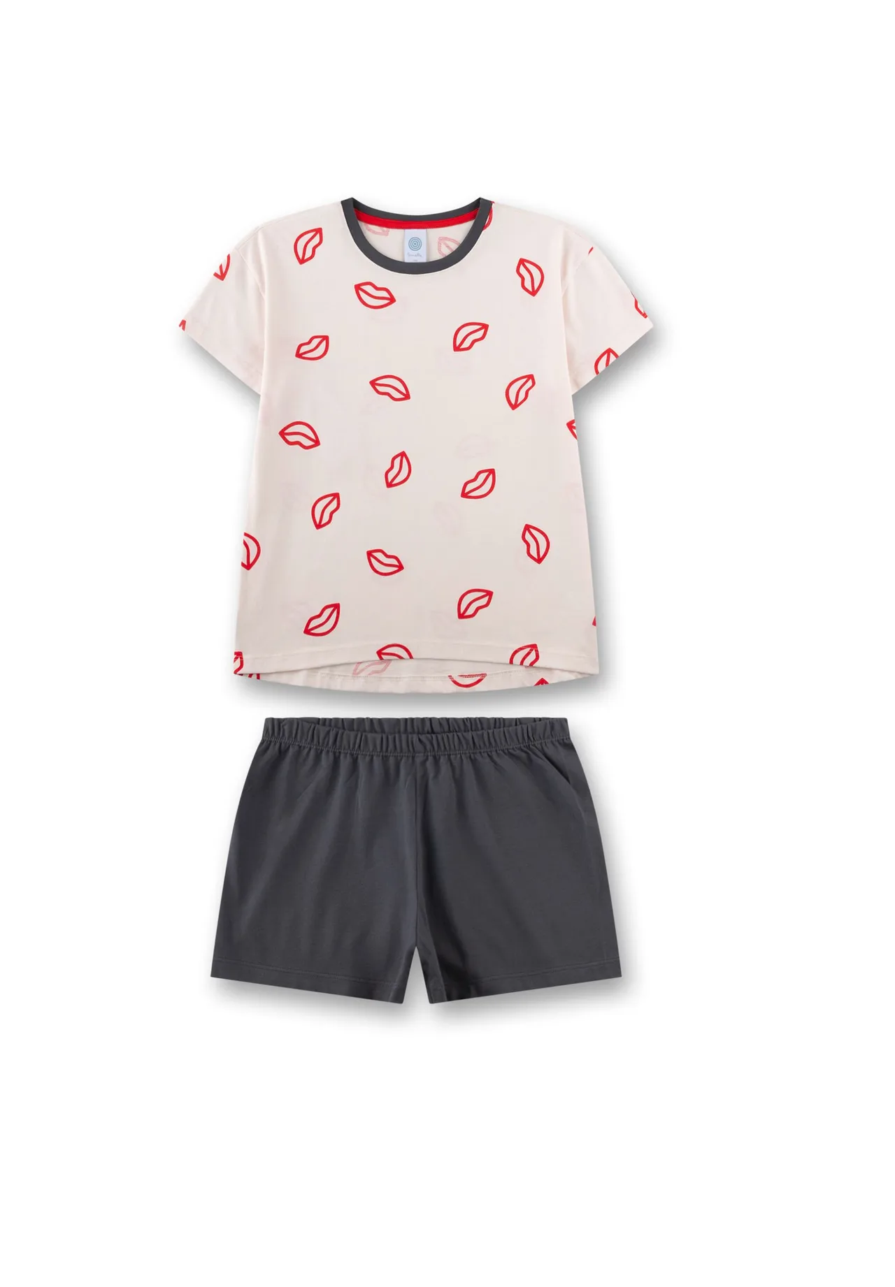 Baumwoll-Pyjama mit Lippen-Muster