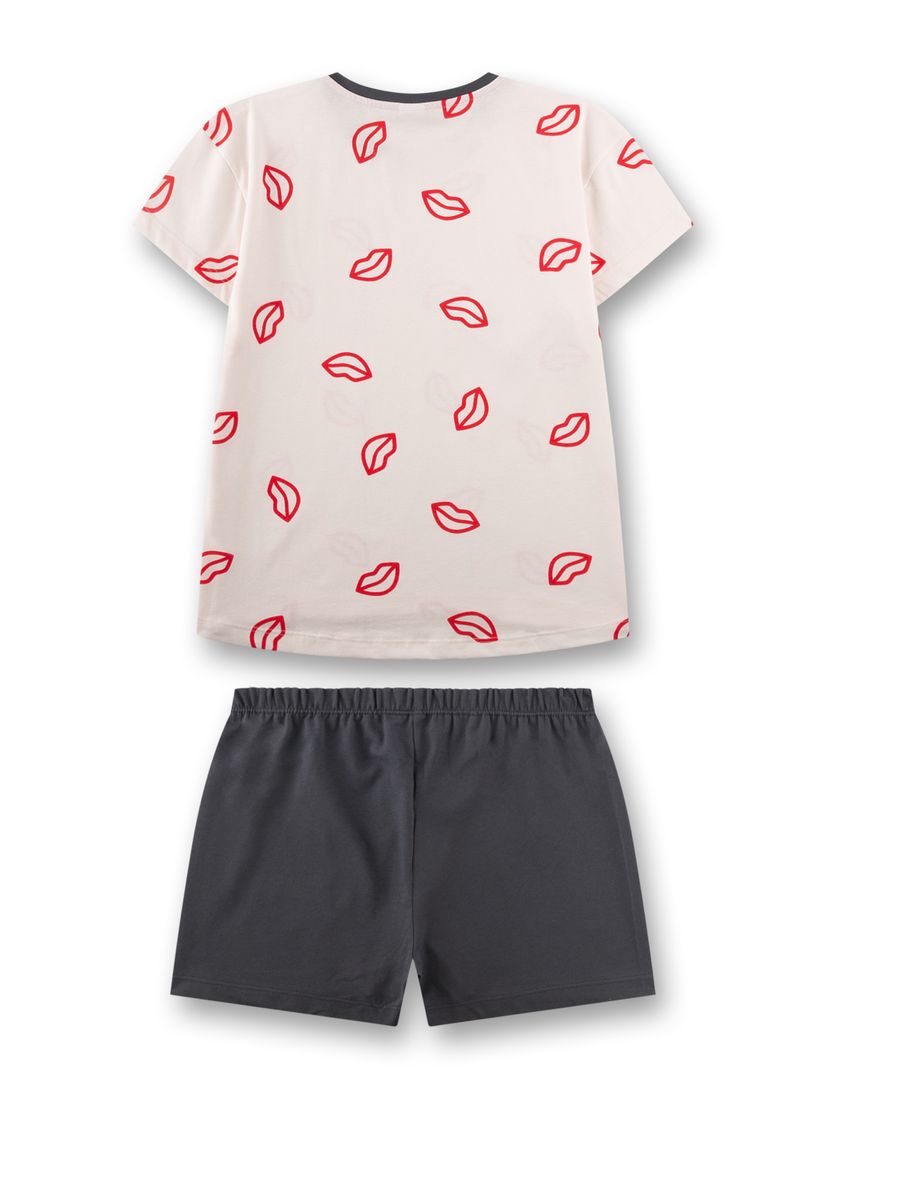 Baumwoll-Pyjama mit Lippen-Muster