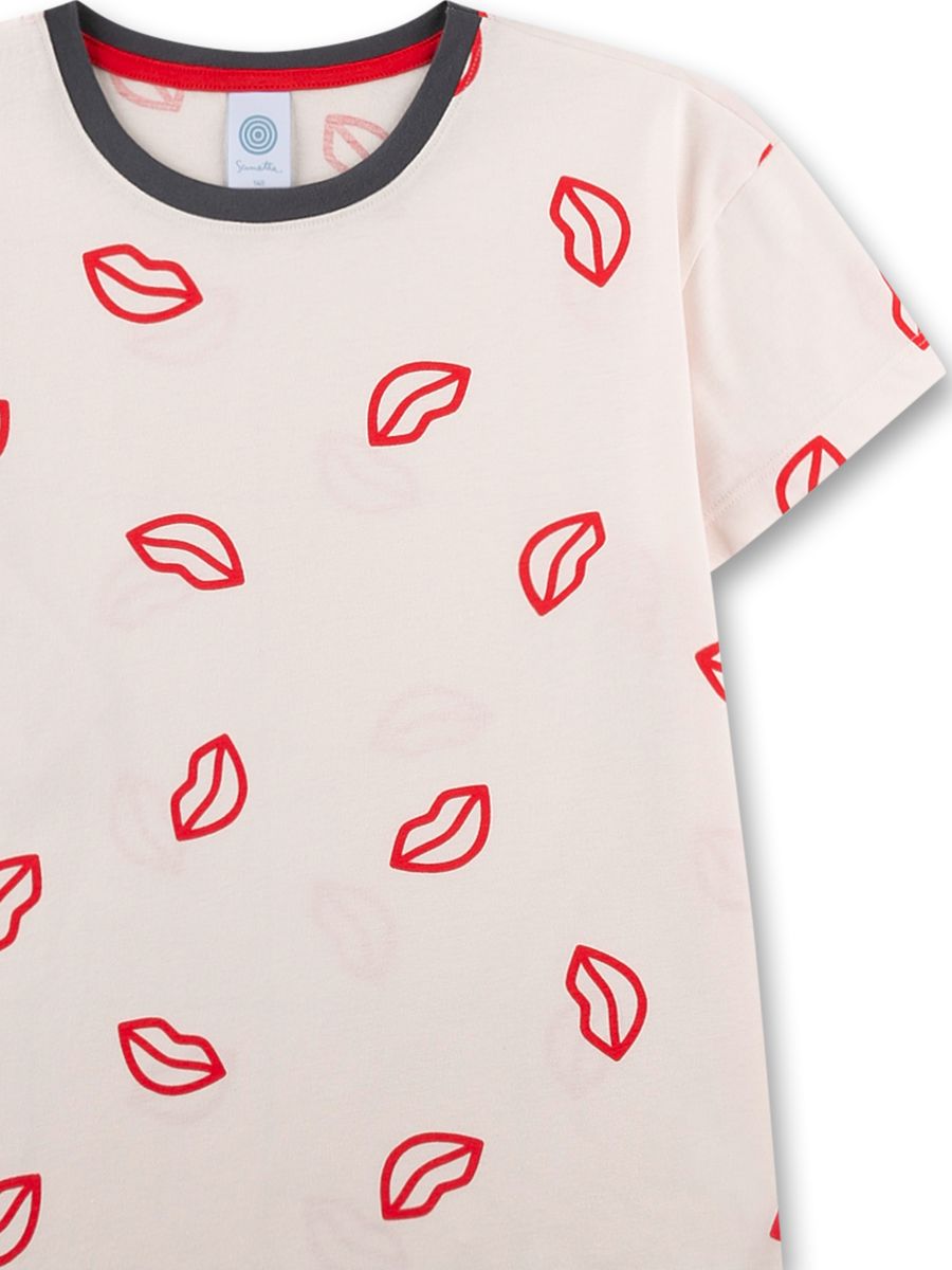 Baumwoll-Pyjama mit Lippen-Muster