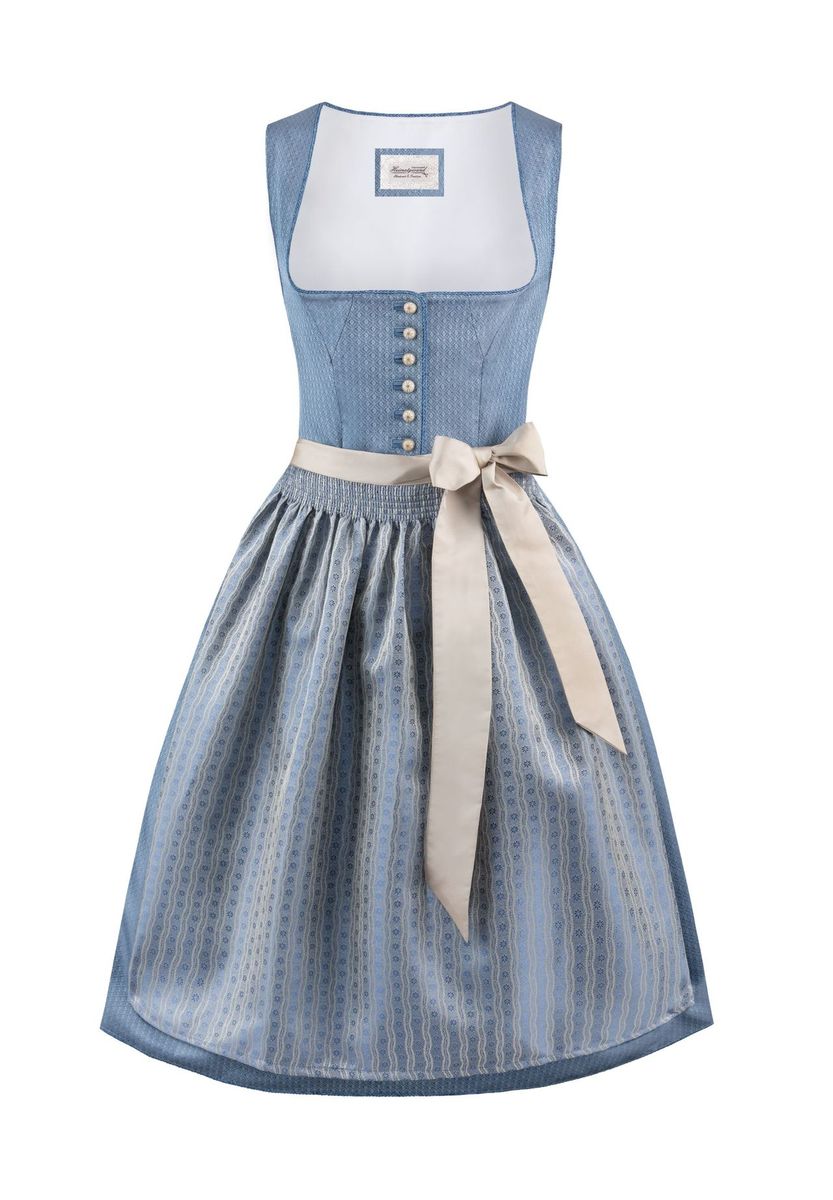Elegantes blaues Jacquard Dirndl Kleid
