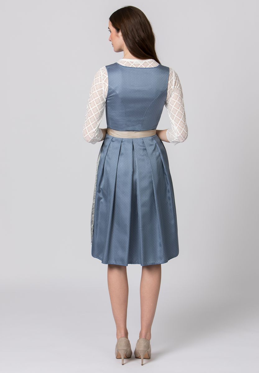 Elegantes blaues Jacquard Dirndl Kleid