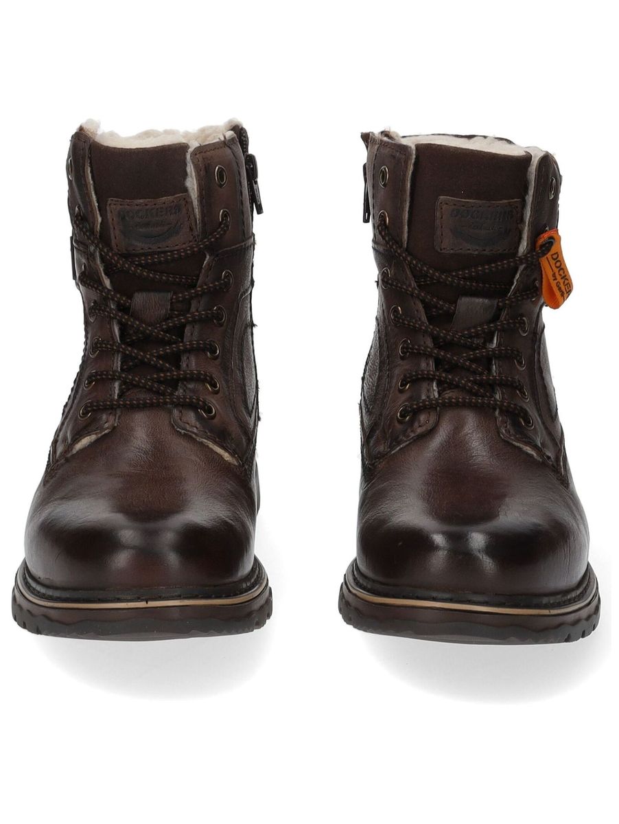 Gefütterte Lederstiefeletten im Vintage-Look