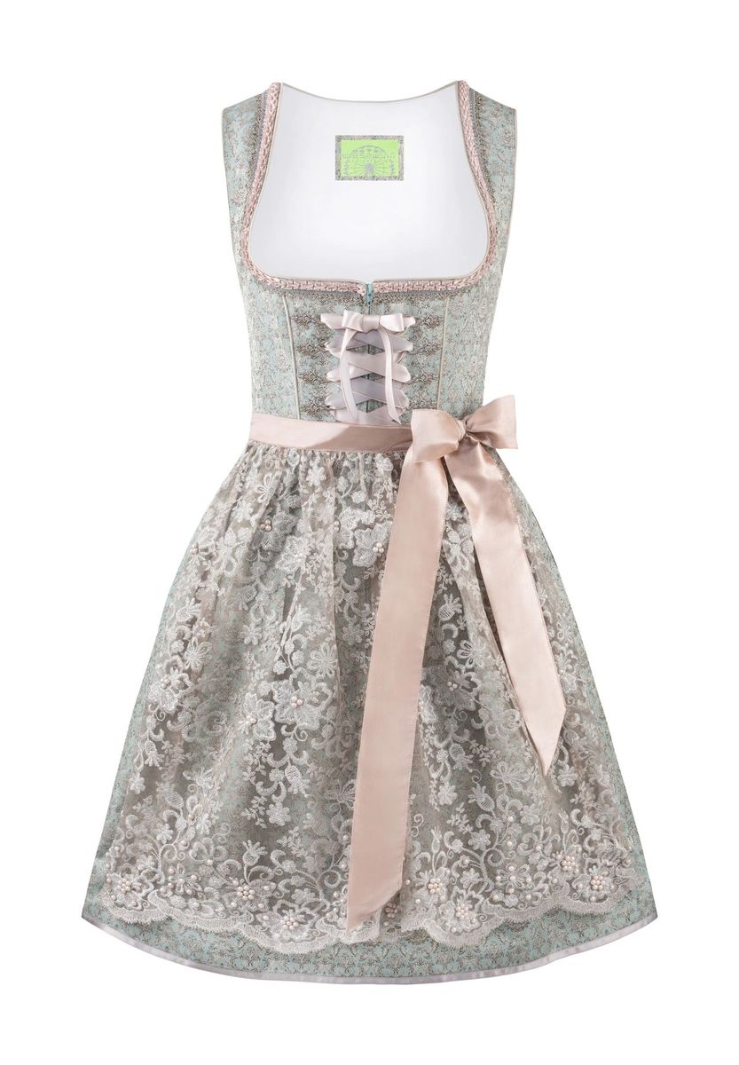 Elegantes Dirndlkleid mit Jacquardmuster und Spitzenschürze