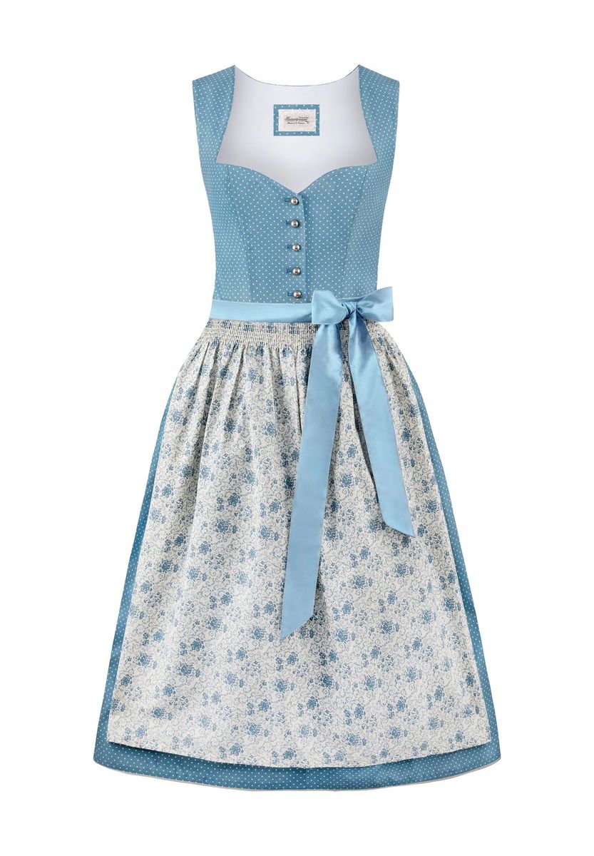 Blaues Dirndlkleid aus Baumwolle mit Pünktchen