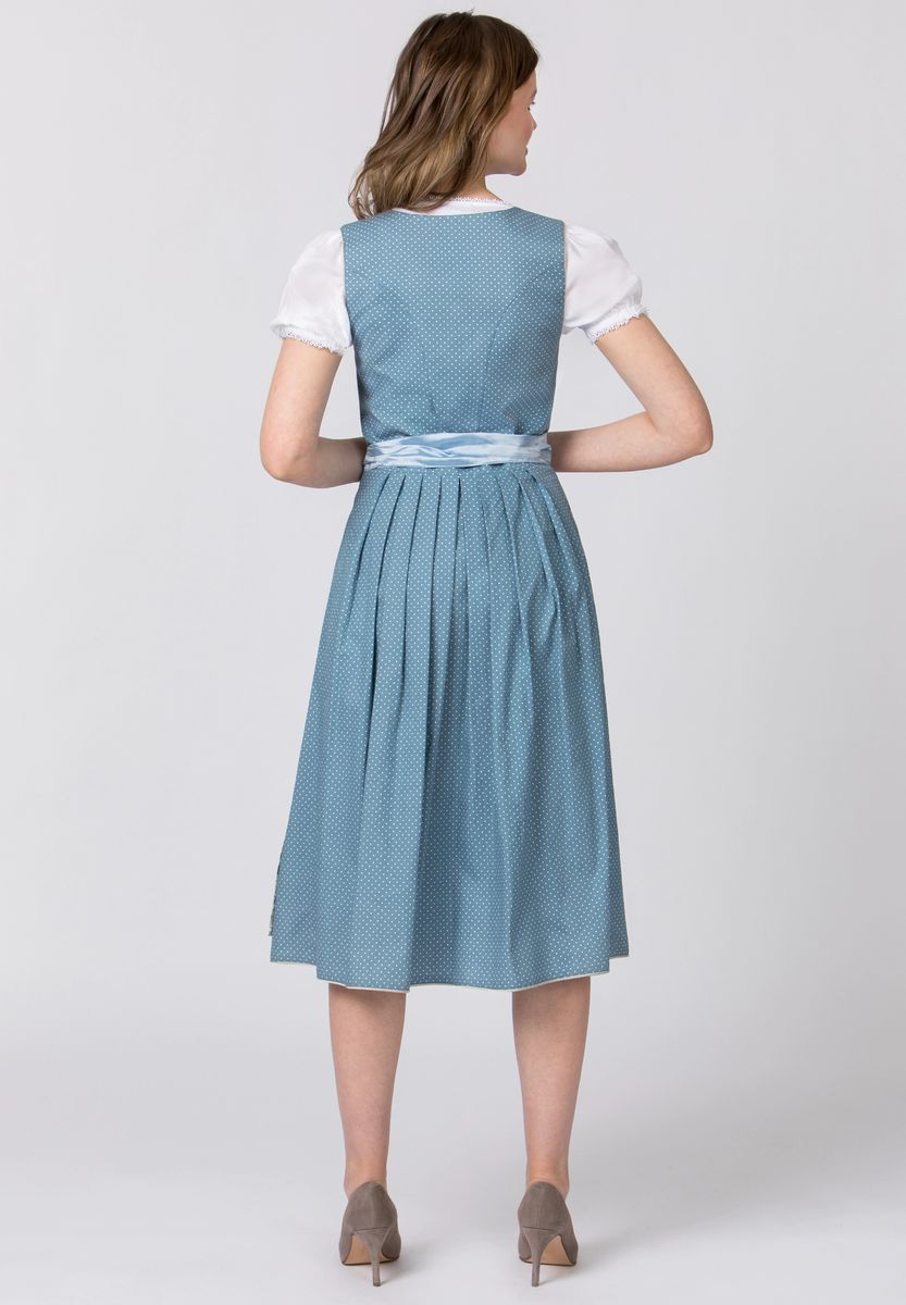 Blaues Dirndlkleid aus Baumwolle mit Pünktchen