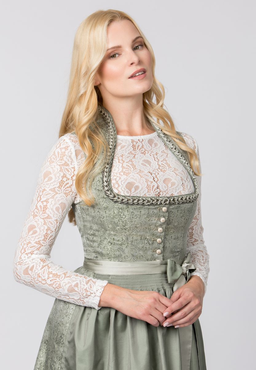 Elegante Dirndlbluse mit Spitze, lange Ärmel