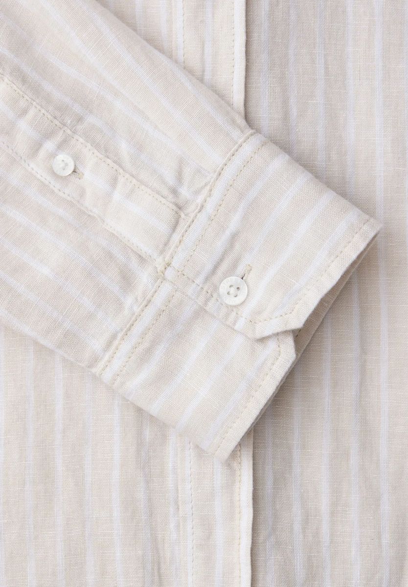 Gestreiftes Leinenhemd Regular Fit