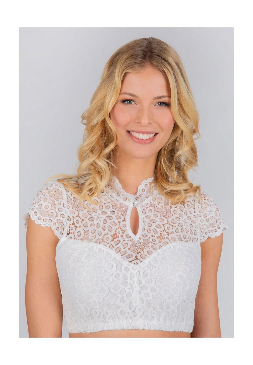 Elegante Dirndlbluse aus Spitze mit Schlüsselloch