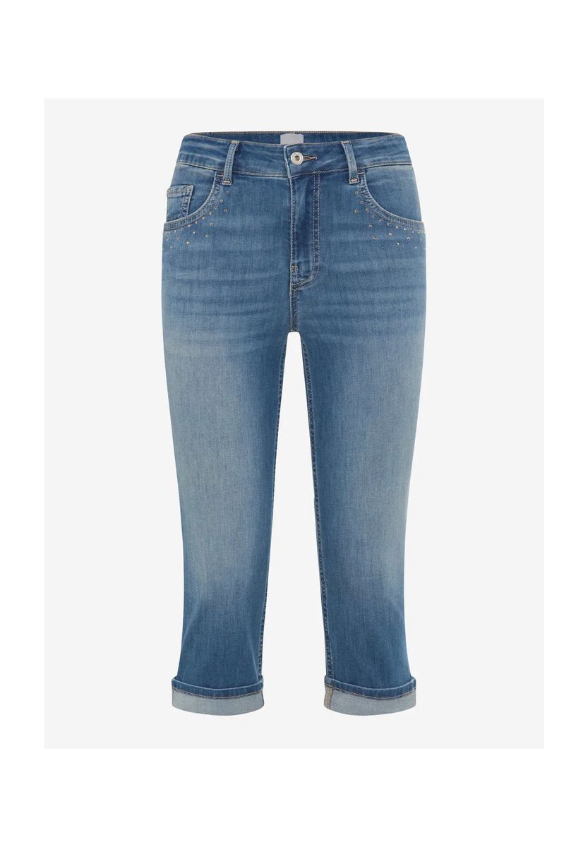 Jeans-Caprihose mit Strassverzierung