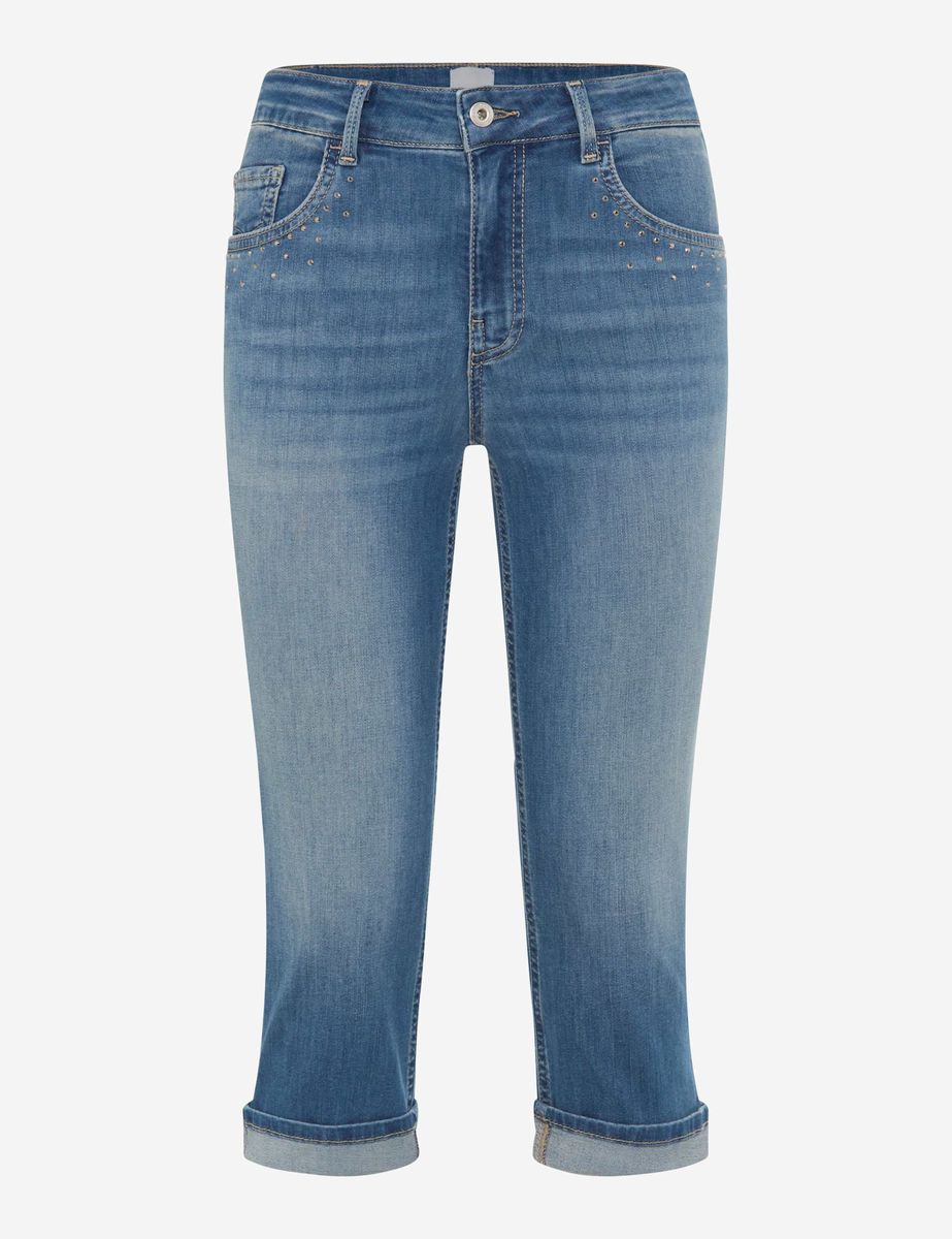 Jeans-Caprihose mit Strassverzierung