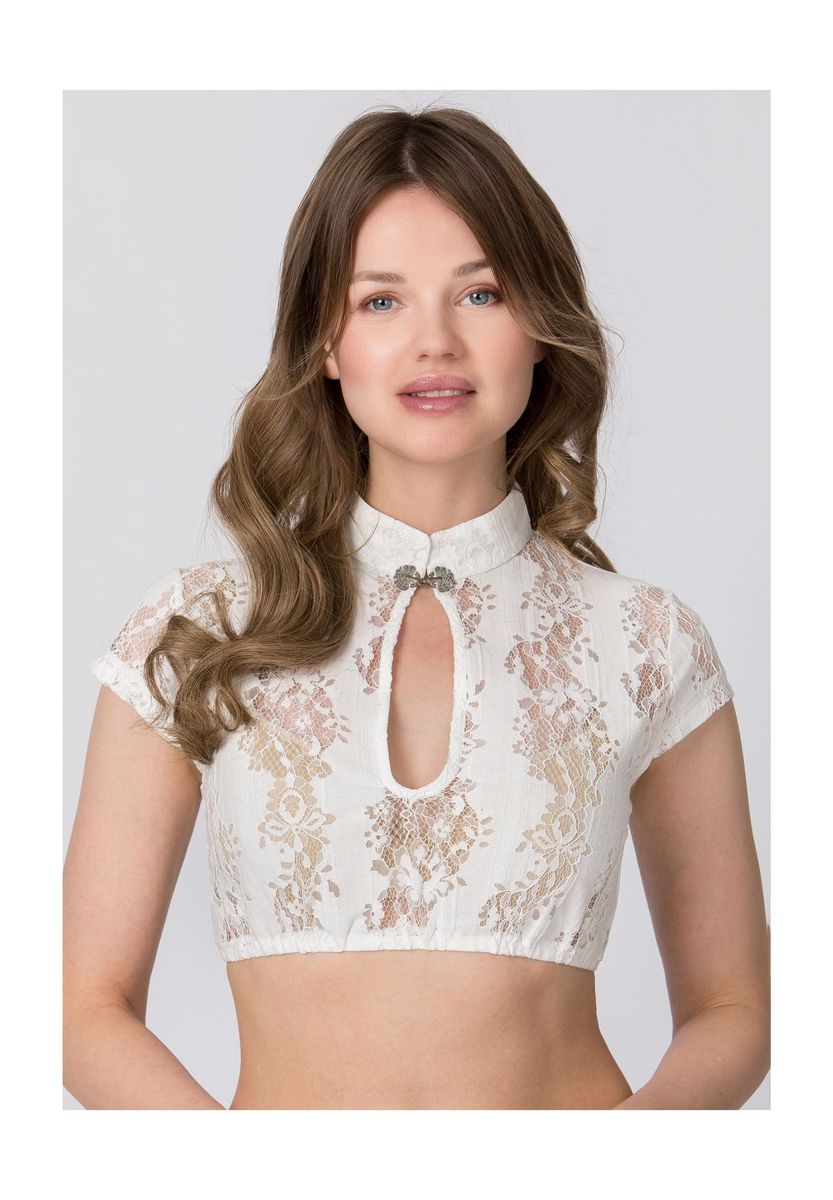 Dirndlbluse aus Spitze mit Stehkragen