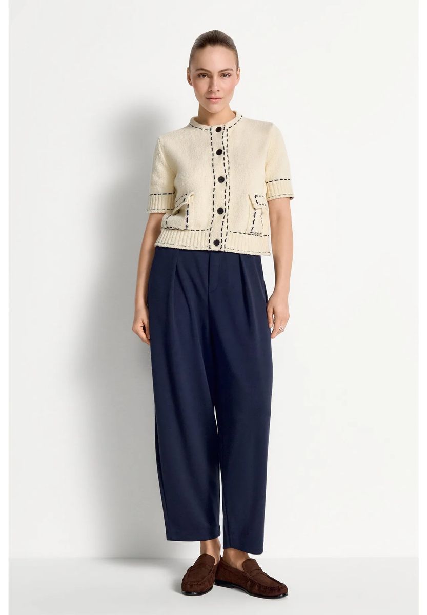 Weite Bundfaltenhose mit Gummibund