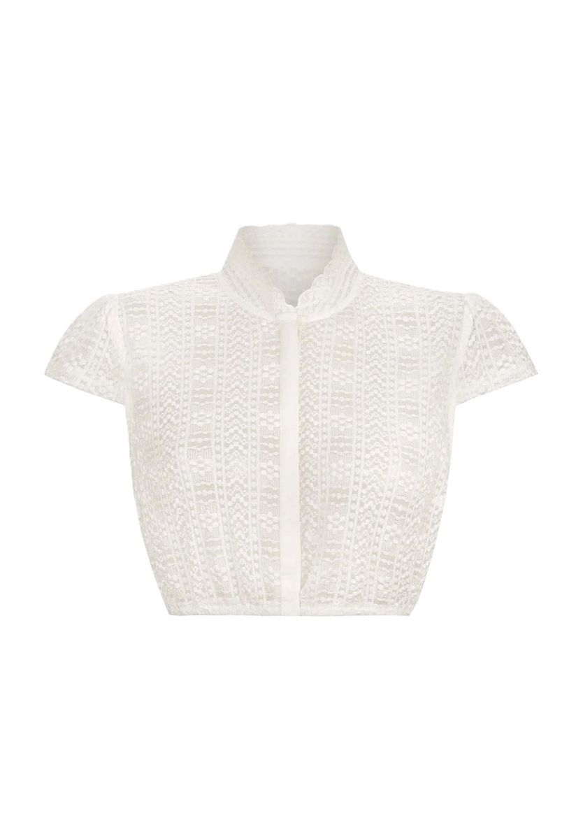 Elegante Dirndlbluse aus Spitze mit Stehkragen