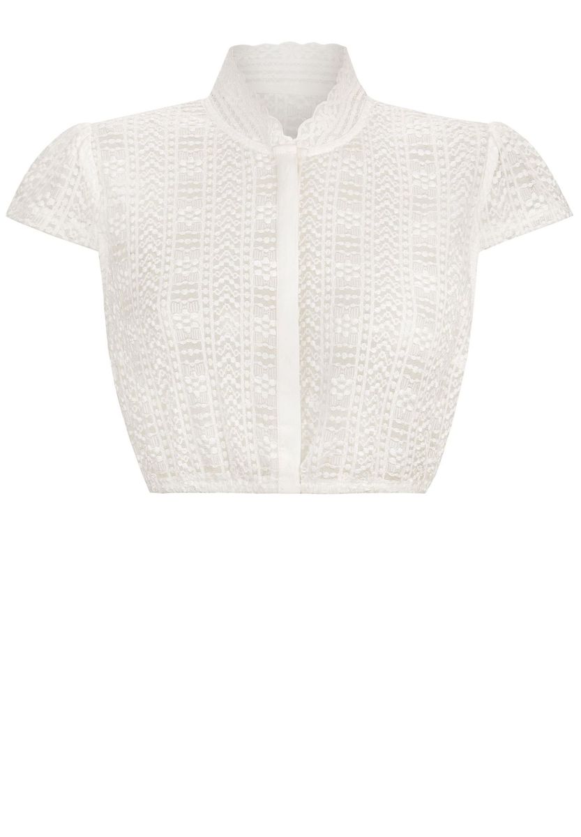 Elegante Dirndlbluse aus Spitze mit Stehkragen