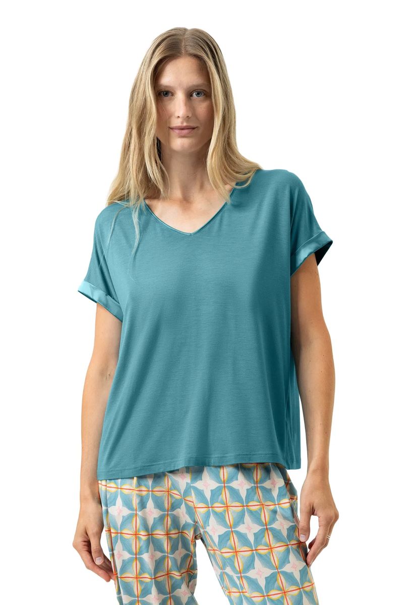 Entspanntes Lounge-Shirt mit V-Ausschnitt