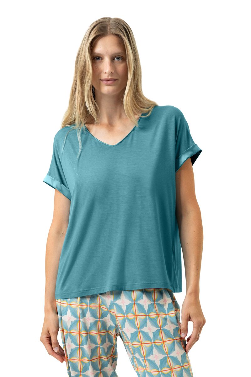 Entspanntes Lounge-Shirt mit V-Ausschnitt