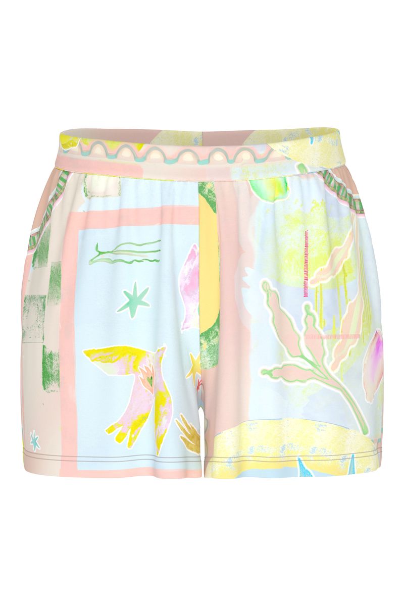 Künstlerisch bedruckte Schlafshorts mit Print